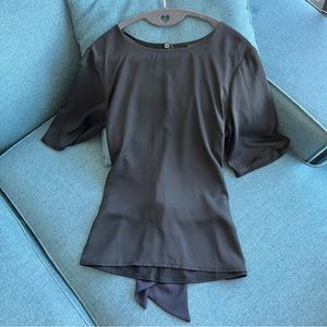 Ann Taylor Blouse Size XS Black Tie-back with Blue colour block. GUC